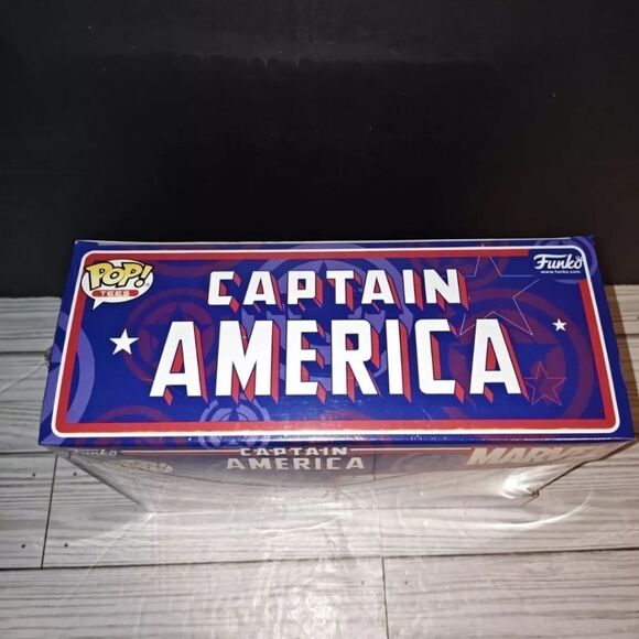 Funko POP Tee Marvel Exclusive Art Series T-Shirt XL Bobble Head Captain America - Picture 2 of 8